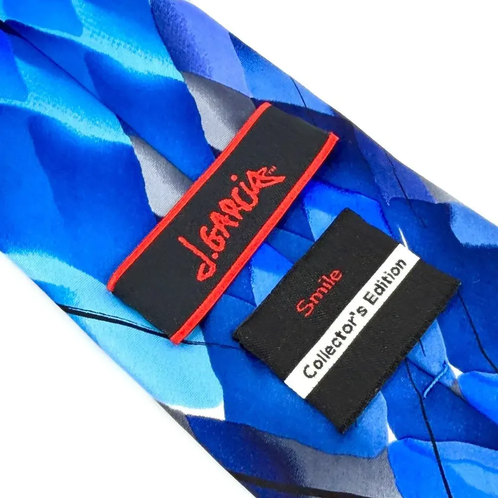Vintage 90s Jerry Garcia Blue 100% Silk Smile Collector's Edition Necktie